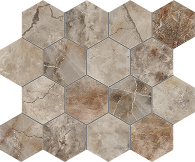 Nagoya Lux Hex Greige Mosaic 25.4x29.3cm