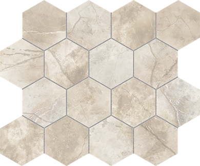 Nagoya Lux Hex Ivory Mosaic 25.4x29.3cm