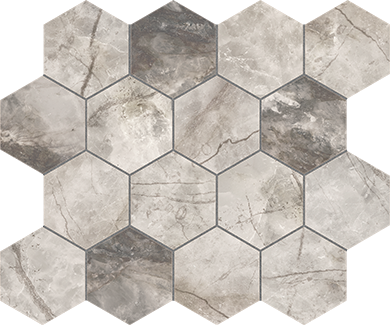 Nagoya Lux Hex Grey Mosaic 25.4x29.3cm