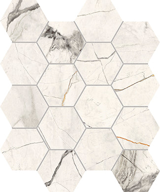 Marblefull Hex White Mosaic Nat 25.4x29.3cm