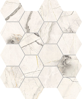 Marblefull Hex White Mosaic Lux 25.4x29.3cm