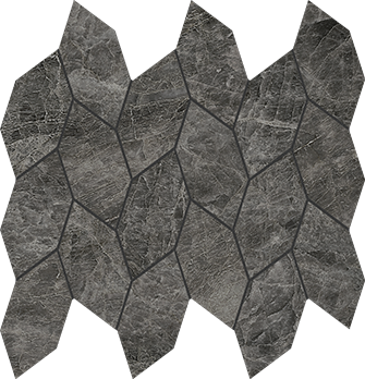 Venated Pearl Leaf Black Mosaic 28.4x29.5cm