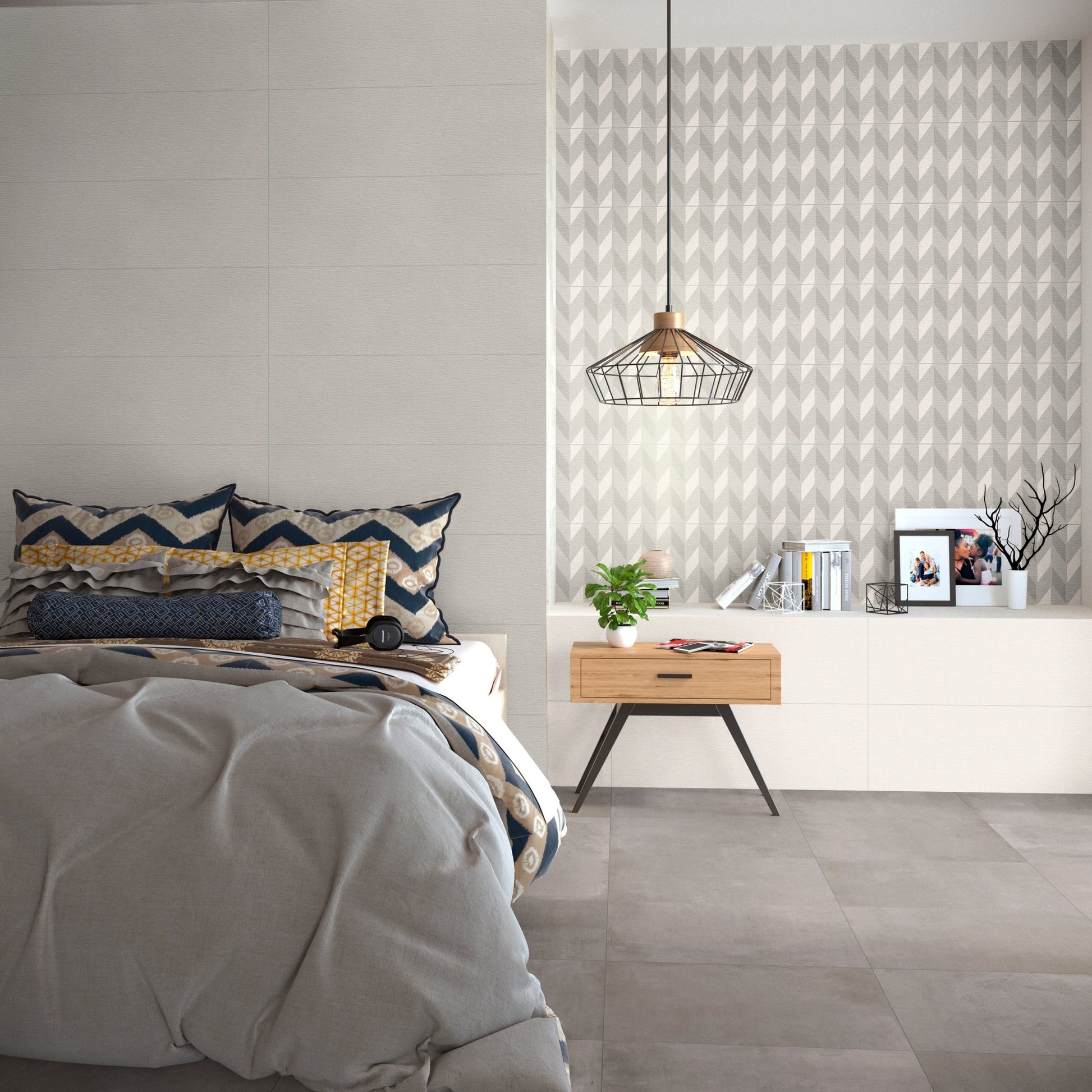 KAI 60 ASH (60x60 cm) - Interior Wall & Floor Tile - SENSE BEDROOM - Euro Tile & Stone