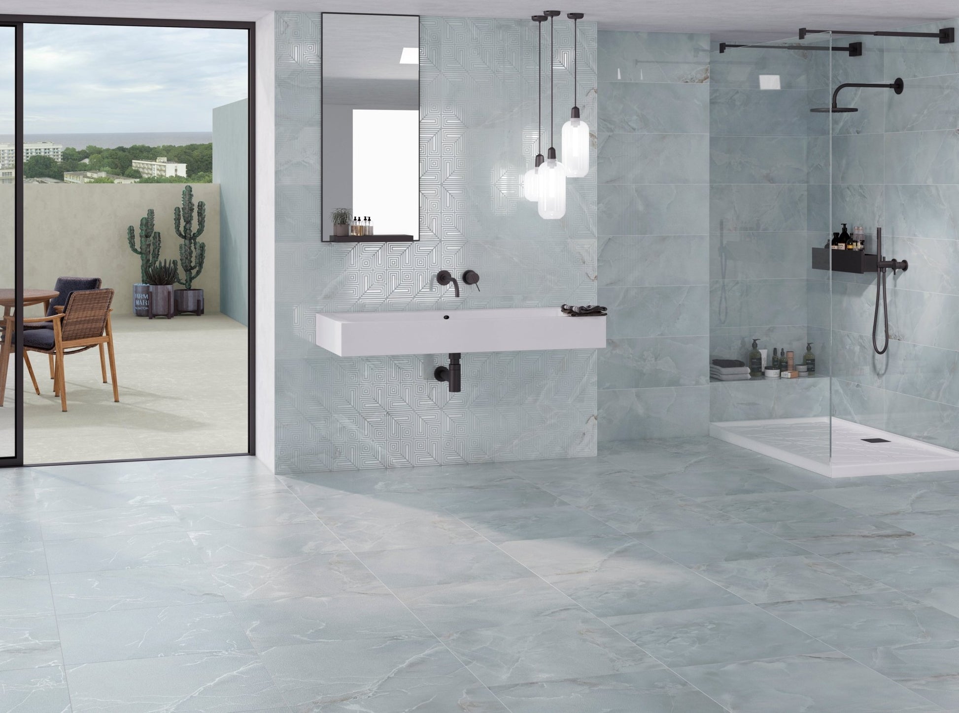 ONYX R90 CRETA LIGHT BLUE SHADOW (30x90 cm) - Interior Wall Tile - ONYX BATHROOM - Euro Tile & Stone