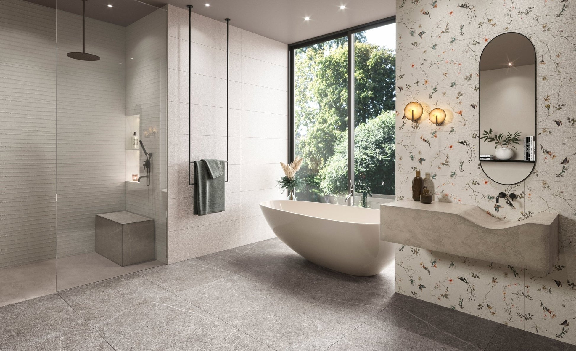 SENSE R90 SKY GREY (30x90 cm) - Interior Wall Tile - SENSE BATHROOM - Euro Tile & Stone