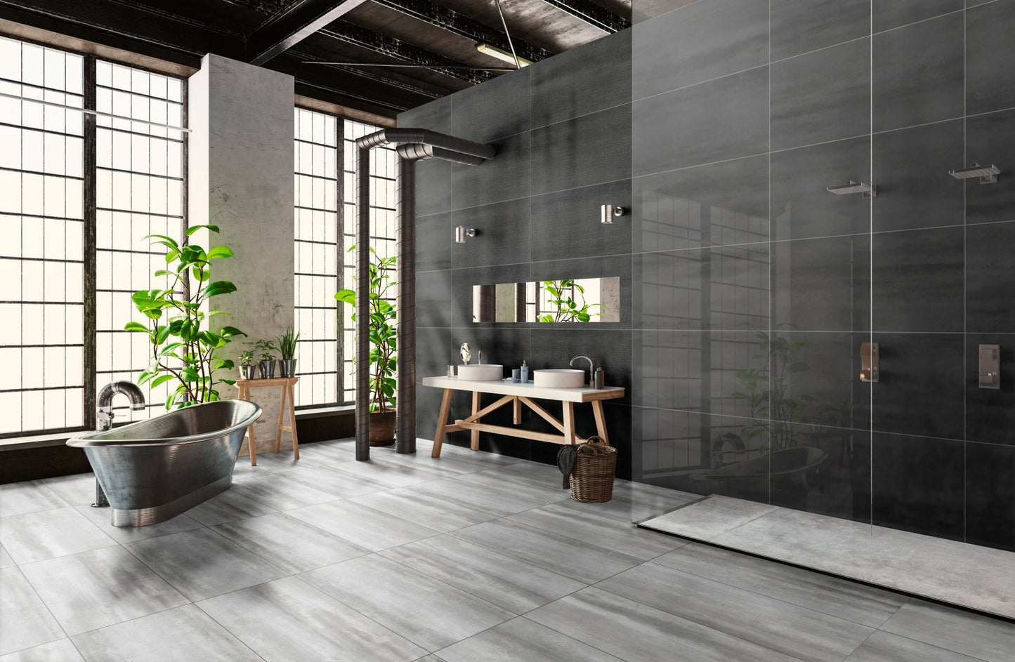 SYNTHESIS 120 BLACK (60x120 cm) - Interior Wall & Floor Tile - SYNTHESIS BATHROOM - Euro Tile & Stone