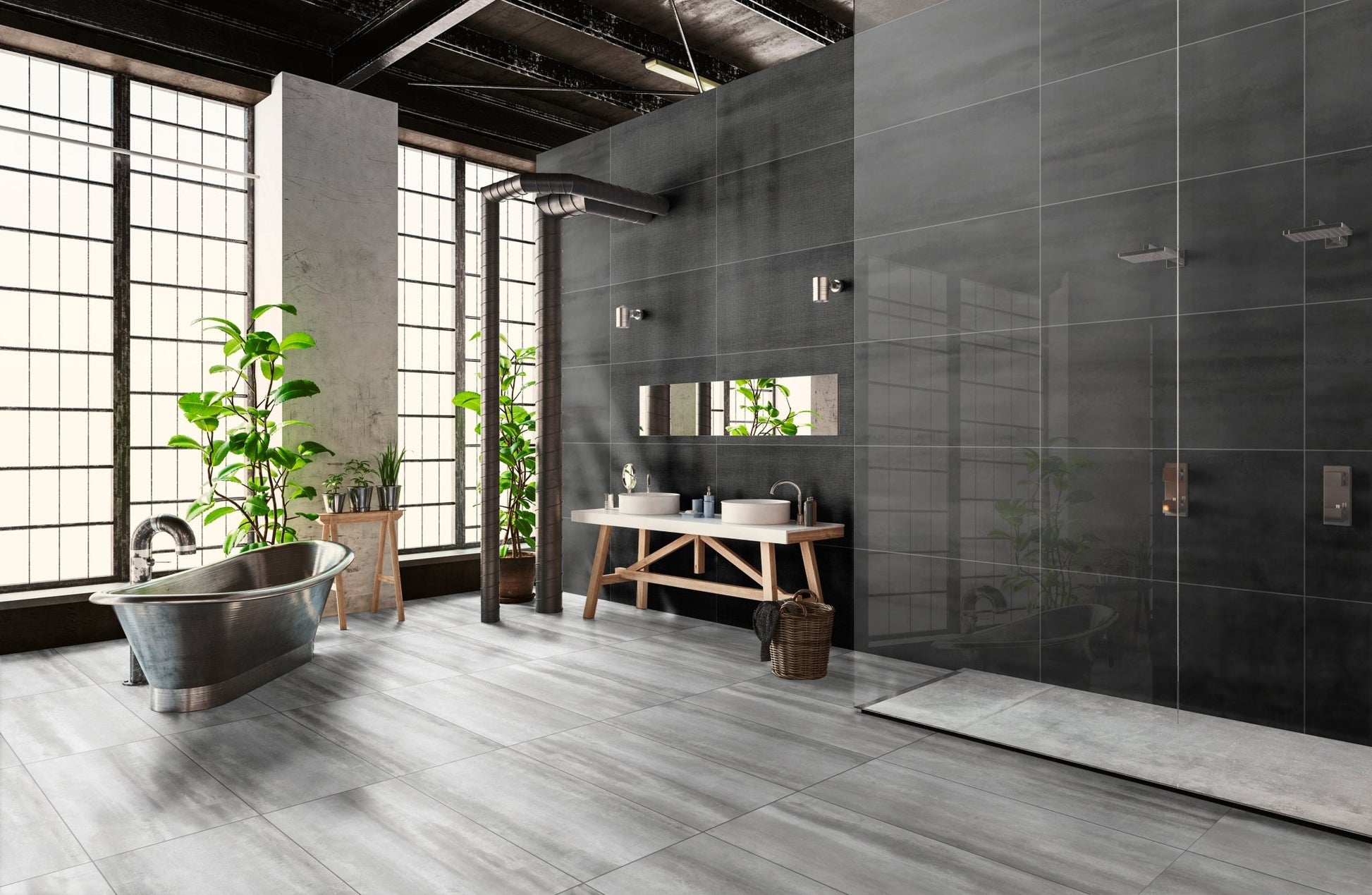 SYNTHESIS 120 GREY (60x120 cm) - Interior Wall & Floor Tile - SYNTHESIS BATHROOM - Euro Tile & Stone