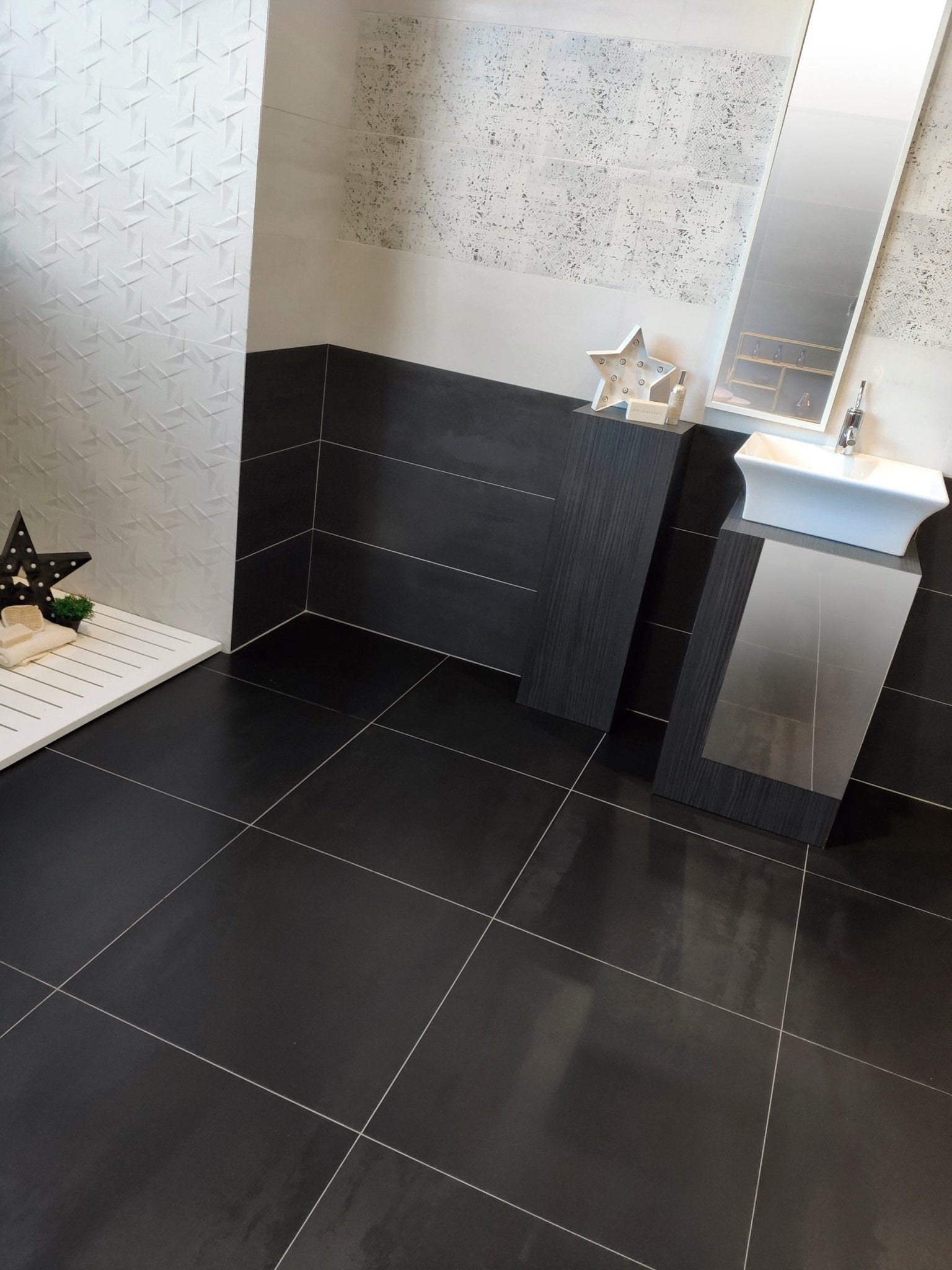 SYNTHESIS 60 BLACK (60x60 cm) - Interior Wall & Floor Tile - SYNTHESIS BATHROOM 2 - Euro Tile & Stone